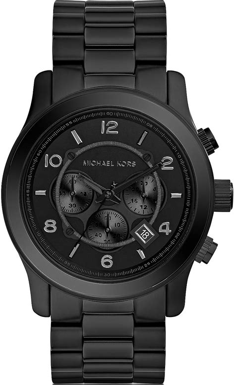 michael kors men's runway black watch|Michael Kors black chronograph watch.